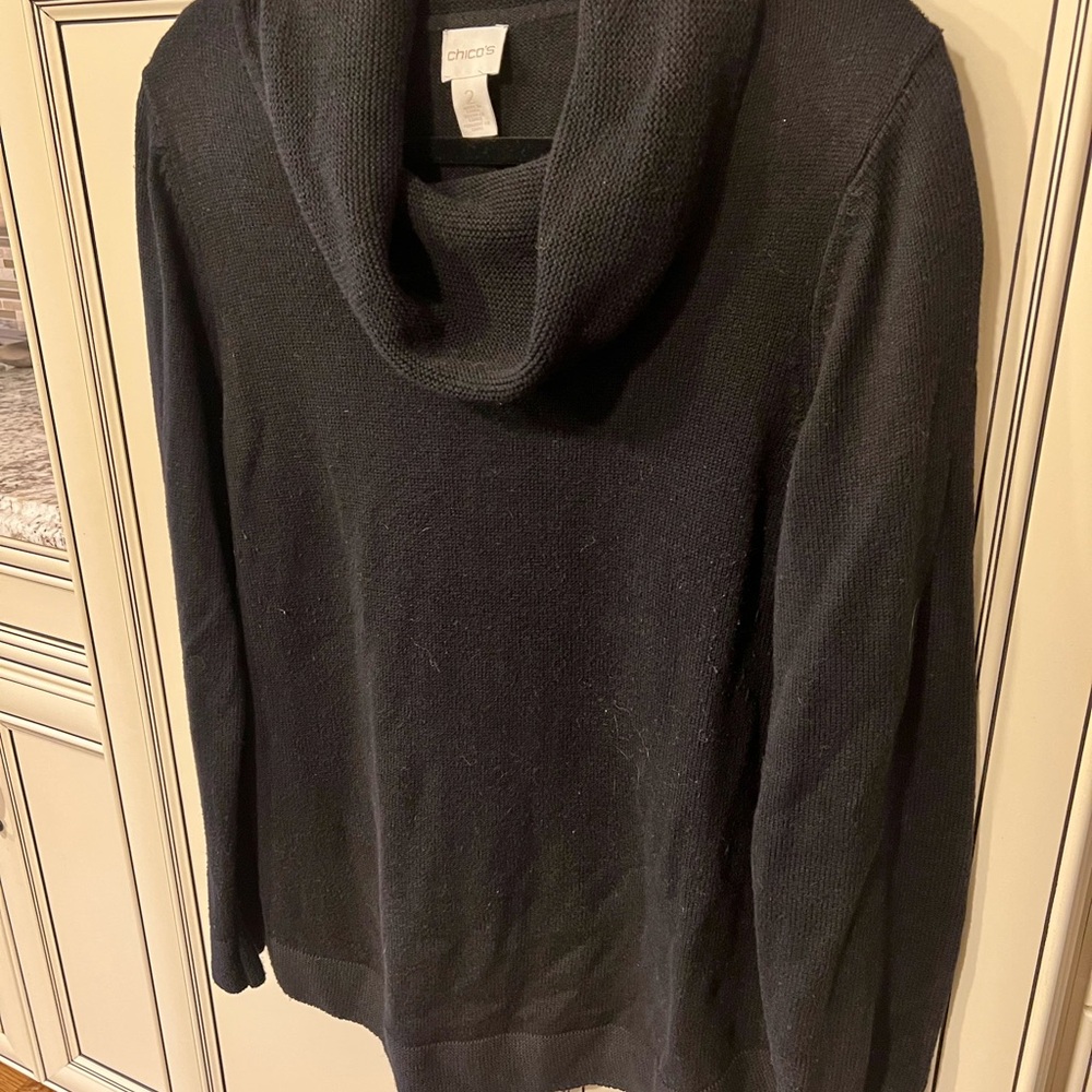 Chico's Elegant Black Cowl Neck Sweater
